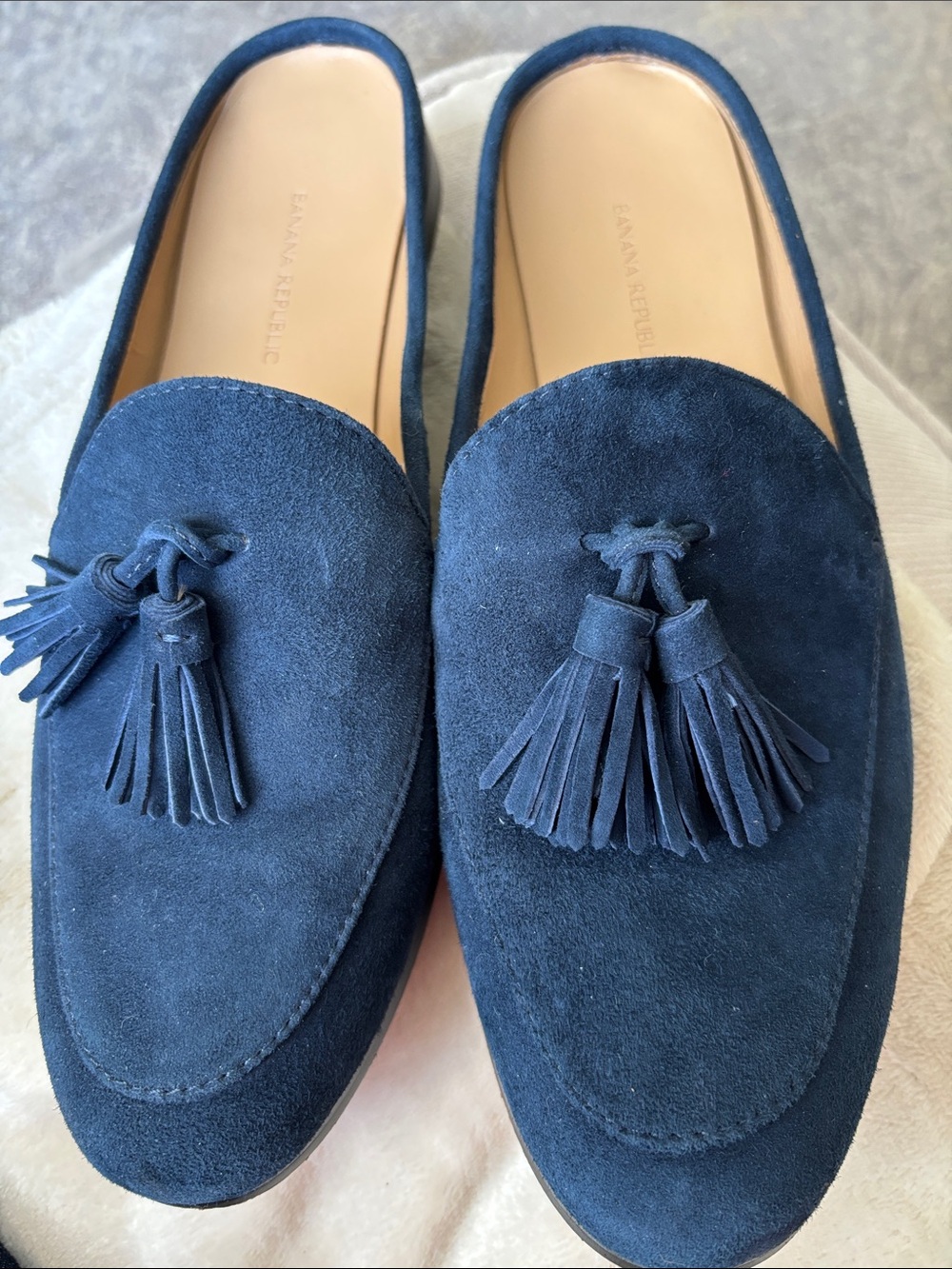 Banana Republic Navy Suede Tassel Loafers